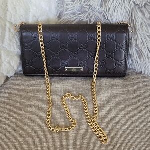 GUCCI Guccissima Margaux Calfskin Long Wallet Chocolate